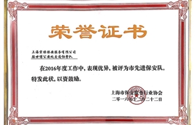 世博協(xié)警隊(duì)“市先進(jìn)保安隊(duì)”榮譽(yù)證書(shū)