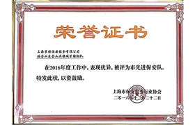 金山區(qū)“市先進(jìn)保安隊(duì)”榮譽(yù)證書(shū)